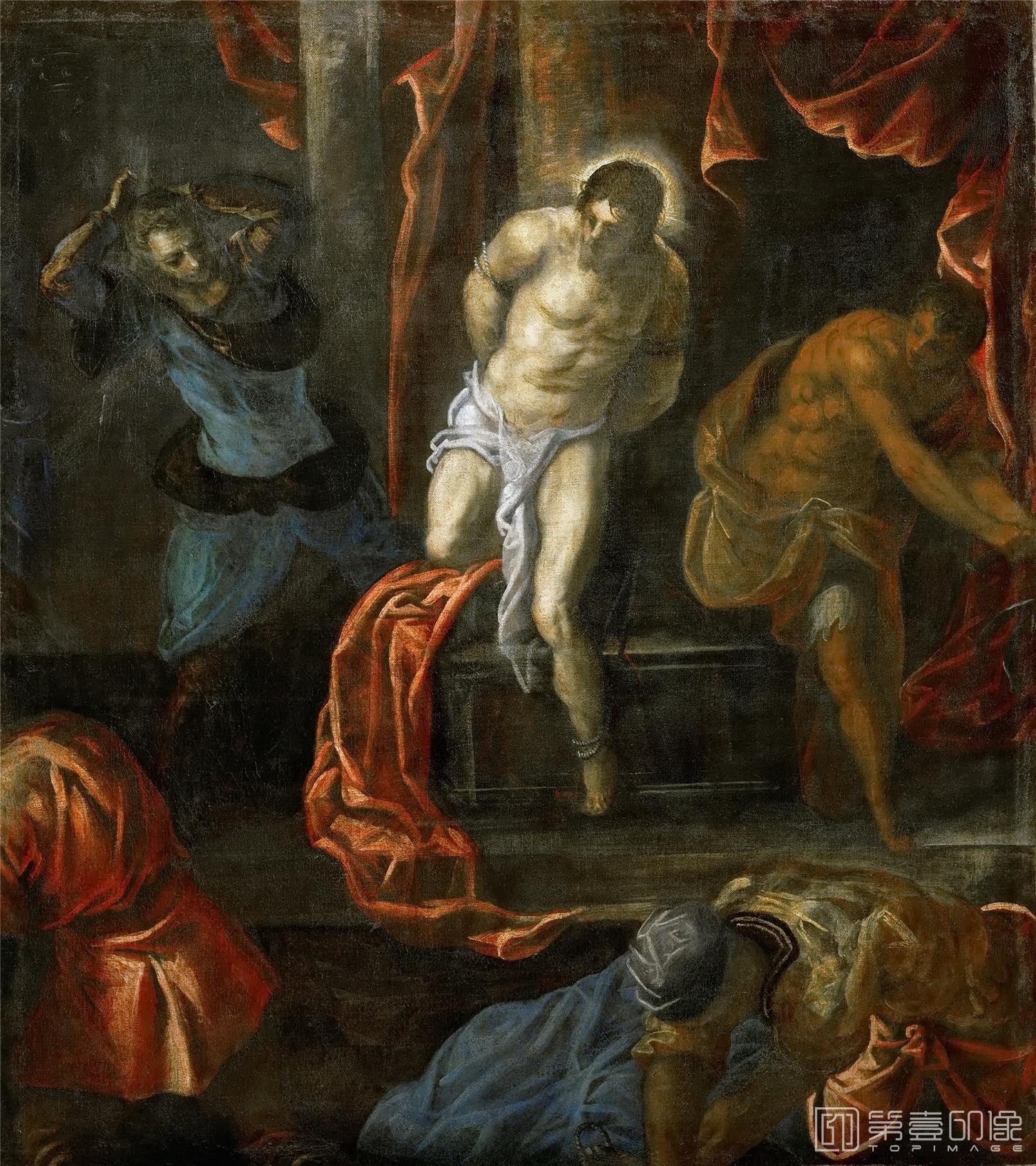 油画-奥地利维也纳艺术史博物馆-Jacopo Tintoretto Flagellation of Christ-398